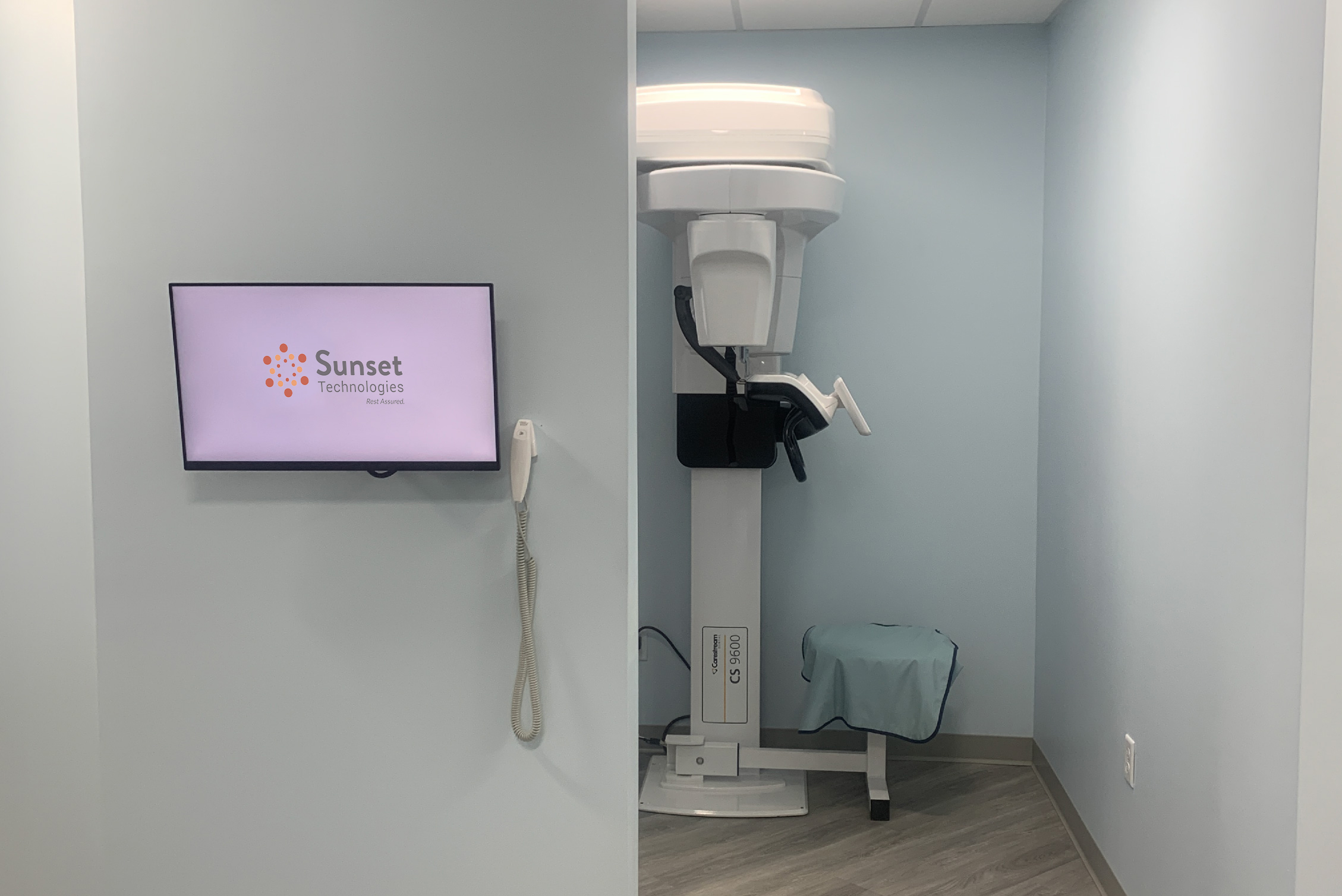 Dental office Screens with Sunset Technologies logo