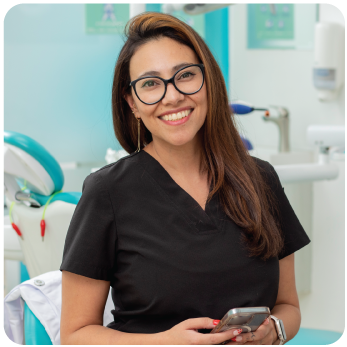 Female dentist smiling