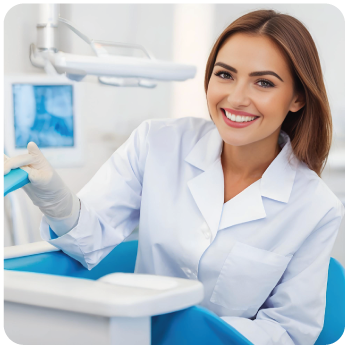 Dentist working in a dental office
